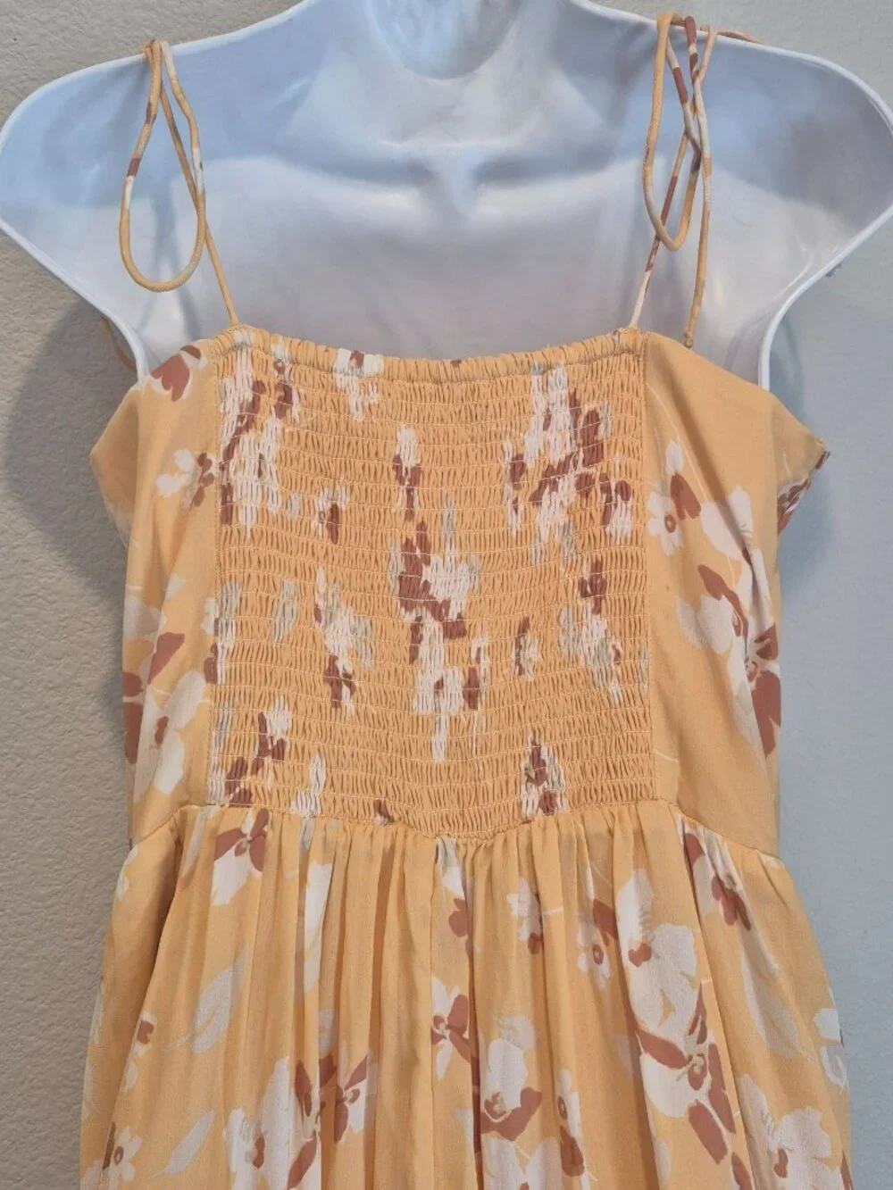 Abercrombie & Fitch Floral Button-Front Maxi Dress Large Tall Adjustable Orange